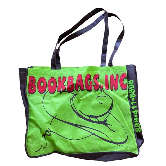 Bookbags Inc Woven Bag Green Reuseable Shopping Bag NWT 15 in  by 19 in wide - Picture 2 of 4
